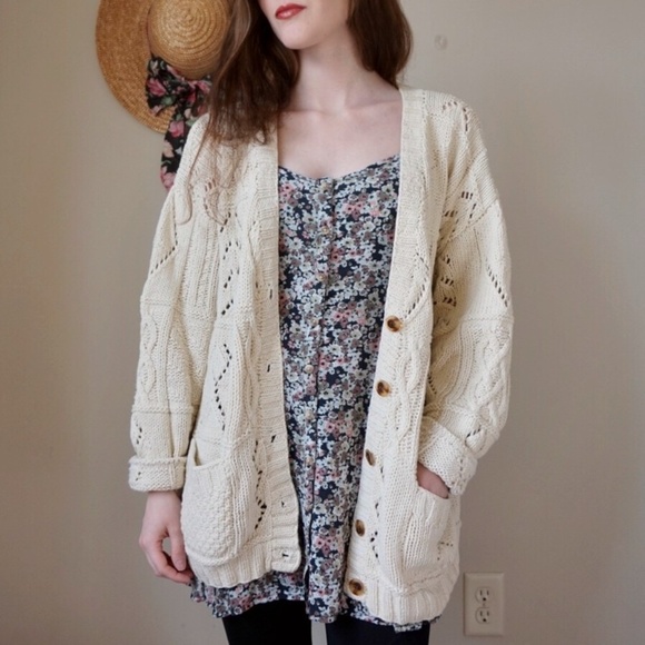 Vintage Sweaters - Vintage Cozy Oversized & Slouchy Sweater Cardigan